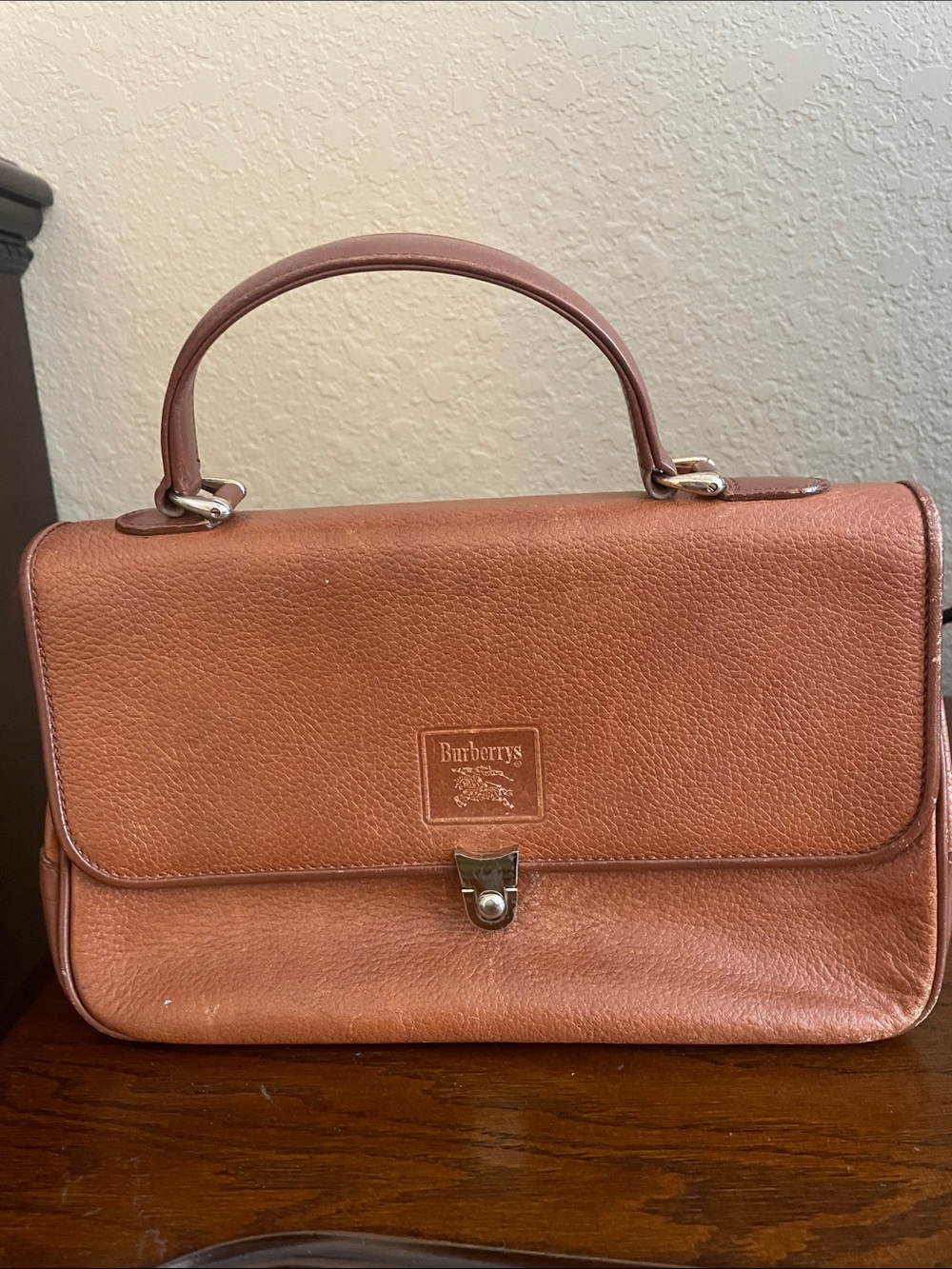 Burberry Tan Leather Top-Handle Satchel